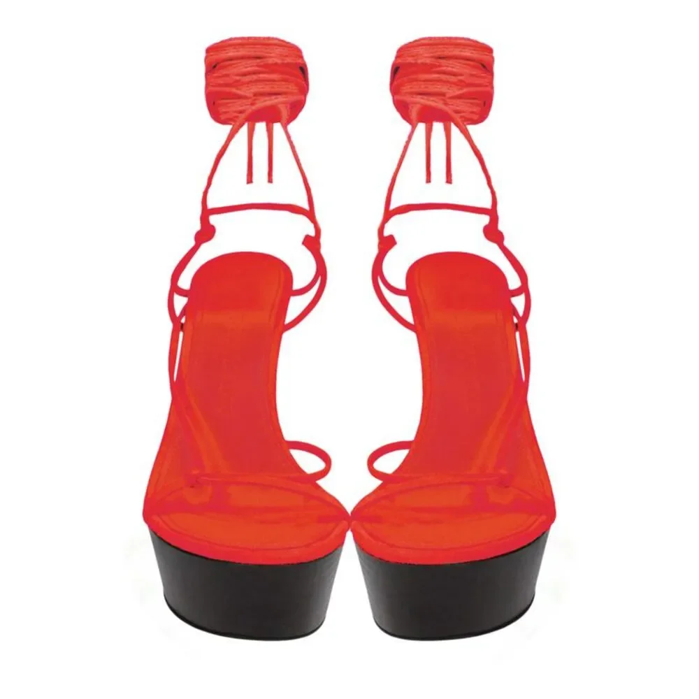 Ferragamo Frida Platform Wedge Sandals Red Womens